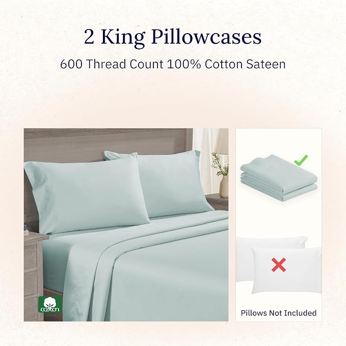 CALIFORNIA DESIGN DEN Luxuriously Soft Hotel Quality 600 Thread Count, 100% - Image 4