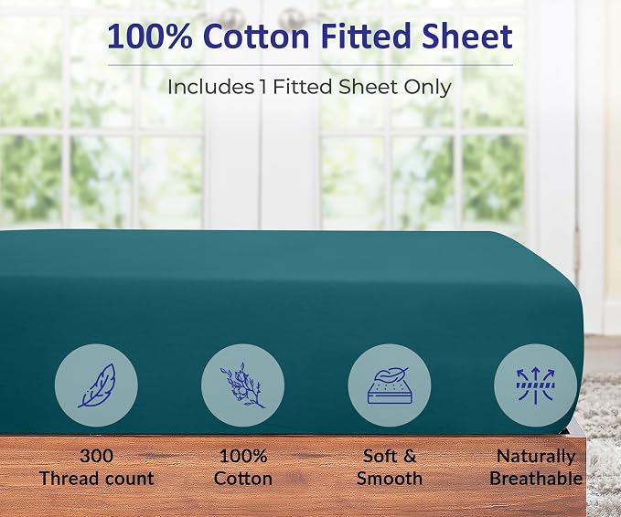 ROYALE LINENS 300 Thread Count 100% Long Staple Combed Cotton Fitted Sheet Twin - Image 4