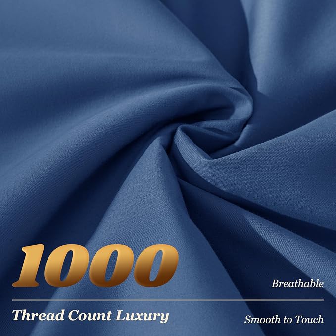 LBRO2M 100% Cotton Sheets Set Deep Pocket 24", 1000 Thread Count California - Image 4