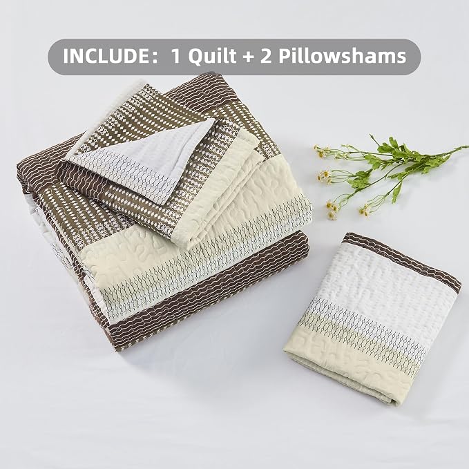 Andency King Size Quilt Set Mocha Brown, 3 Pieces Summer Ultra Soft Lightweight - Image 6