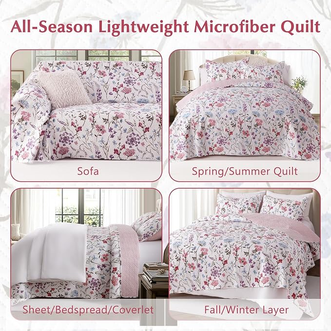 GOONE XL King Quilt Set 106"x96", Lightweight Spring & Summer Quilt Set - Image 4