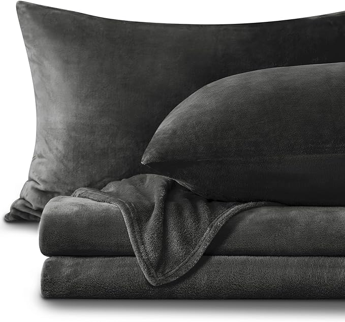 BEDELITE Flannel Sheets Queen Size Dark Grey by BEDELITE