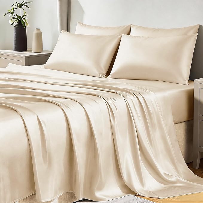 CozyLux Satin Sheets Queen Size Bed Set by CozyLux