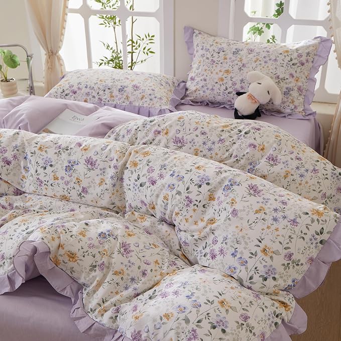 mixinni Floral Duvet Cover Set Twin XL Size, 100% Cotton 3-Piece Bedding Set - Image 2