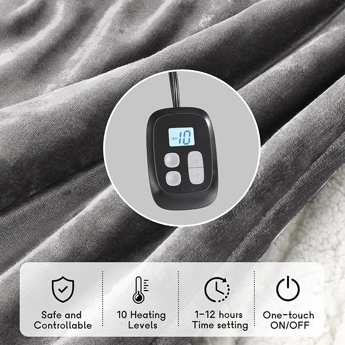Heated Blanket Electric Blanket King Size 90''x100'' - Image 5