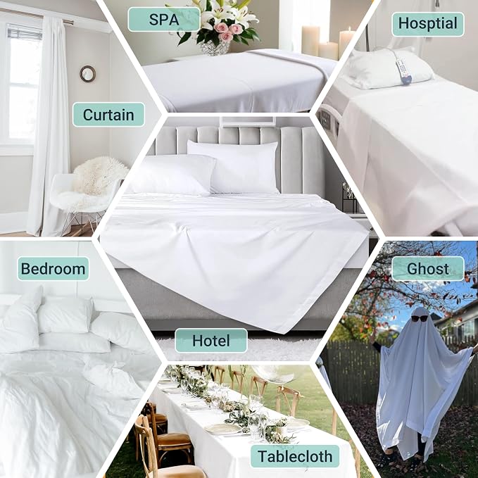 ZPECC White Bulk Flat Sheets Only Full Size 12 Pack, Easy Sort Top Bed Sheet by - Image 2