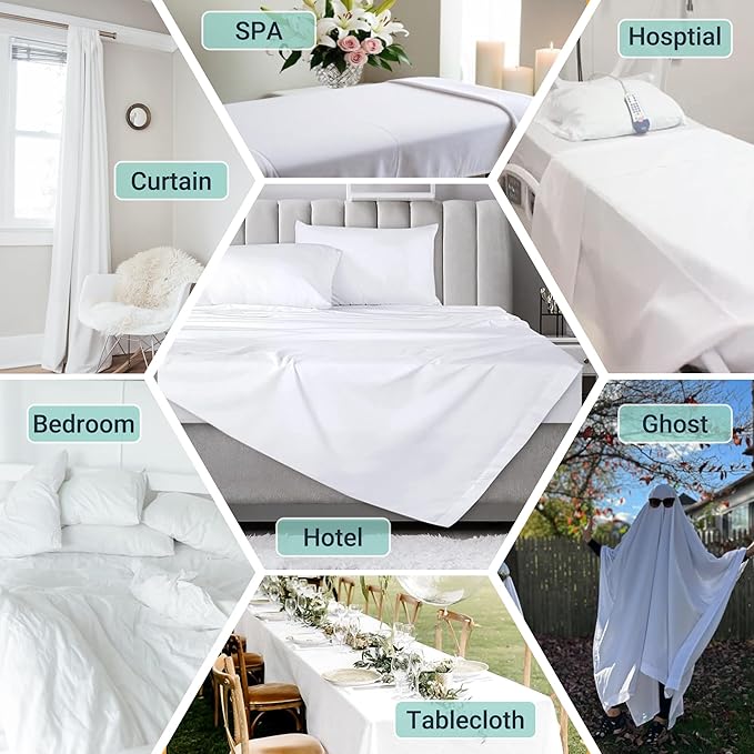 ZPECC White Bulk Flat Sheets Only King Size 6 Pack, Easy Sort Top Bed Sheet by - Image 2