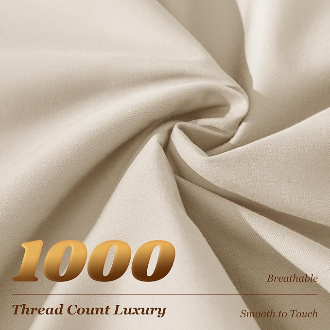 LBRO2M 1000 Thread Count 100% Egyptian Cotton Sheets Set King Size, 4 Piece - Image 3