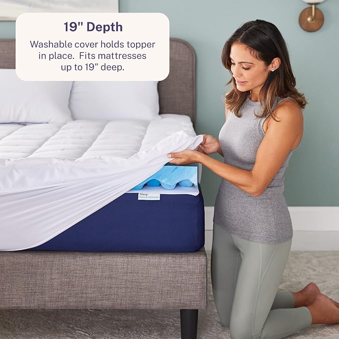 Sleep Innovations Dual Layer 4 Inch Memory Foam Mattress Topper, King Size - Image 4