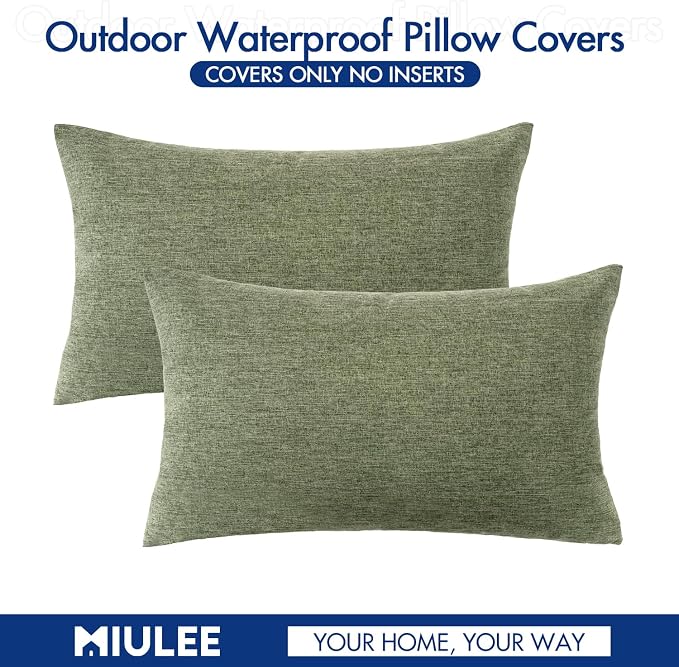 MIULEE Pack of 2 Decorative Outdoor Solid Waterproof Throw Pillow Covers Spring - Image 6