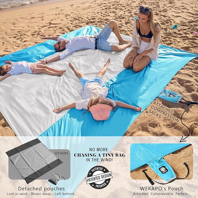 WEKAPO Beach Blanket Sandproof Waterproof, Extra Large Beach Mat, Oversized & - Image 3