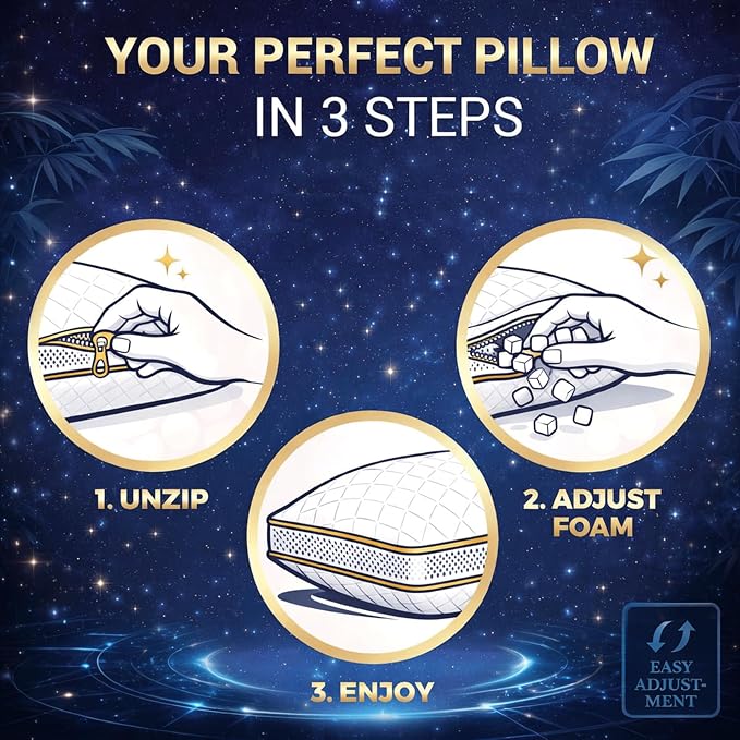 Royal Therapy 2-Pack Queen Memory Foam Pillow, Adjustable Shredded Odor-Free - Image 4