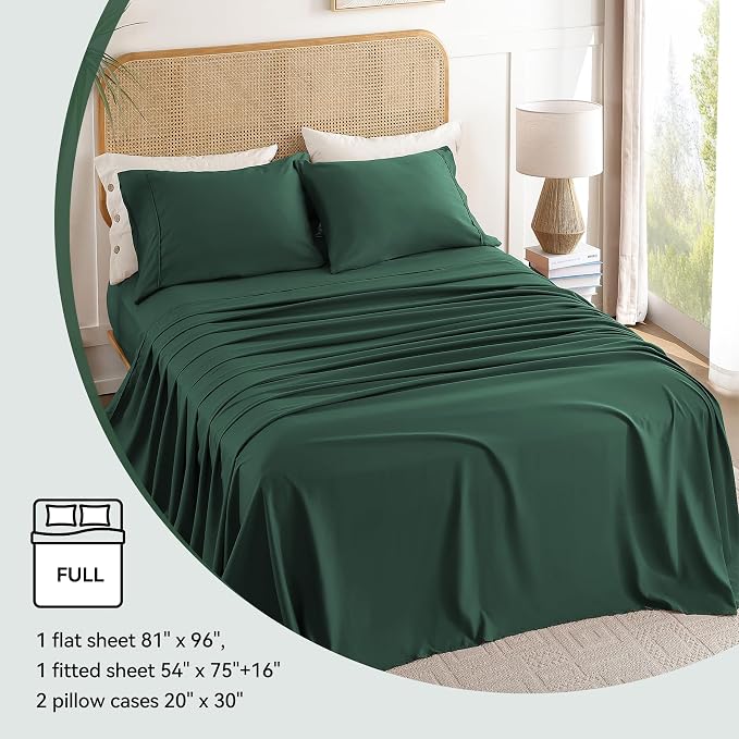 Full Sheet Set 4 Piece, Wrinkle Free, Oeko-Tex Certified Bedsheets，Olive Green - Image 6