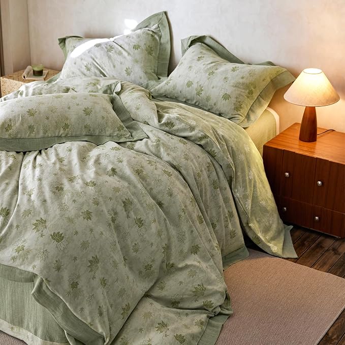mixinni Yarn-Dyed Jacquard Duvet Cover King, Soft Breathable Double Layer Gauze - Image 4