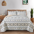BEDIFANY Boho Quilt Bedding Set, 3 Pieces Stripe Queen Bedspread Lightweight by BEDIFANY