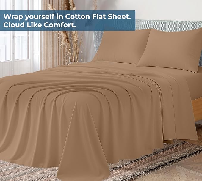 Royale Linens 100% Organic Cotton Full Flat Sheet Only - Image 2