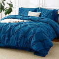 CozyLux Queen Comforter Set Teal, 7 Pieces Pintuck Bed in A Bag, Premium Teal by CozyLux