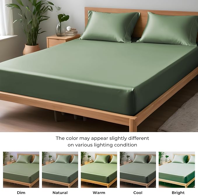 LINENWALAS Fitted Sheet Only Viscose Derived from Bamboo, Bottom Sheet - Image 3