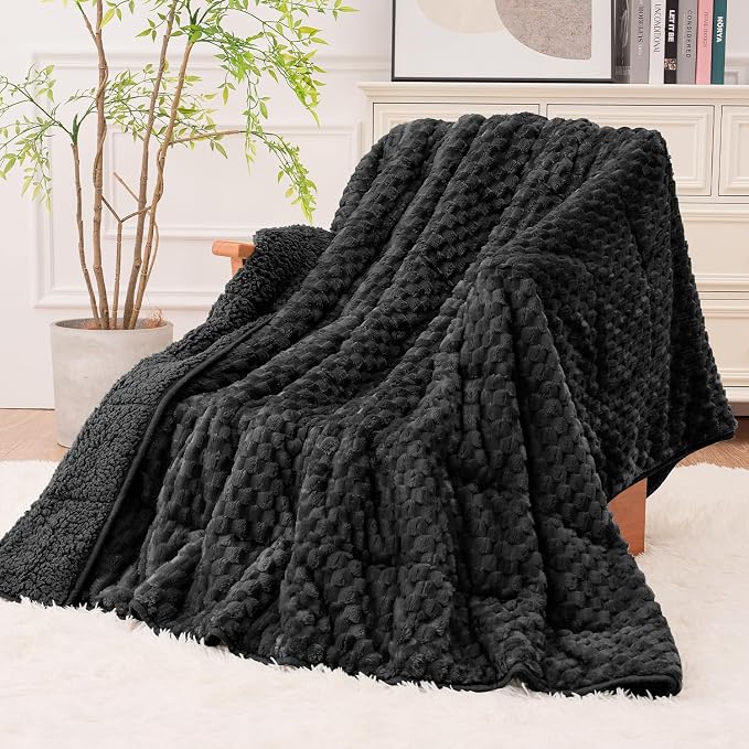 Super Fuzzy Soft Fleece Sherpa Weighted Blanket 20 lbs by EazfyPro