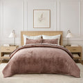 EVERGRACE Velvet Quilt Set Full Queen Size, Luxurious Soft Striped Channel by EverGrace