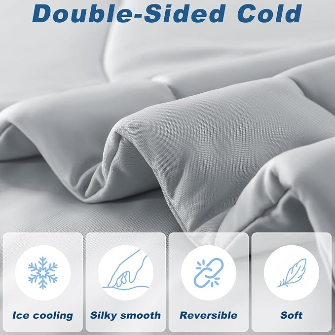 Cooling Comforter King Size, Double-Sided Cold Tech Fabric Quilted Bed - Image 3