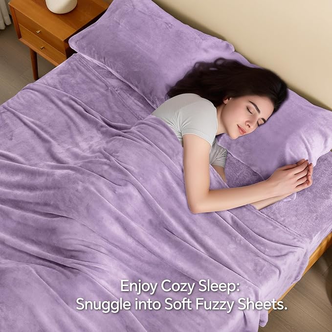 BEDELITE Flannel Sheets King Size Lavender - Image 3