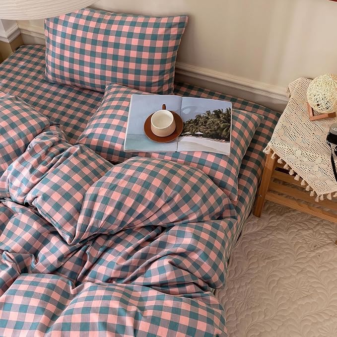 mixinni Plaid Duvet Cover Set Twin Purple - Image 5