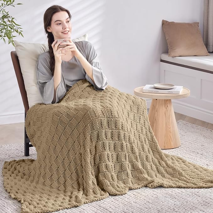 Knitted Weighted Blanket Kids, No Beads Heavy Blanket 40” x 60'' 7lbs, - Image 7