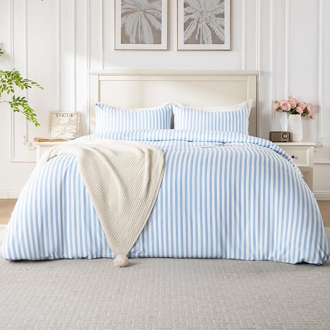 ROSE&RISY Blue King Duvet Cover Set, 3 Pieces Soft Bedding Set, Breathable and by ROSERISY