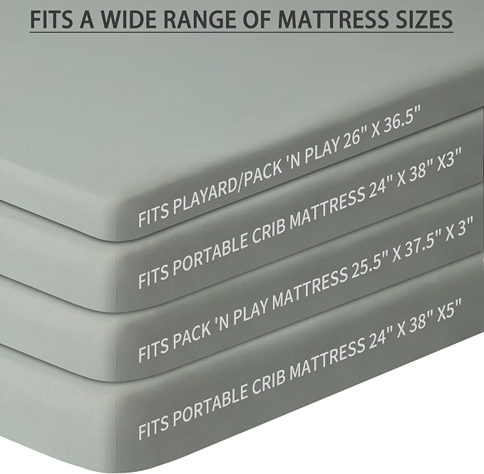 GUNTAIL Pack and Play Sheets Fitted, 2 Pack Pack n Play Sheets - Image 3