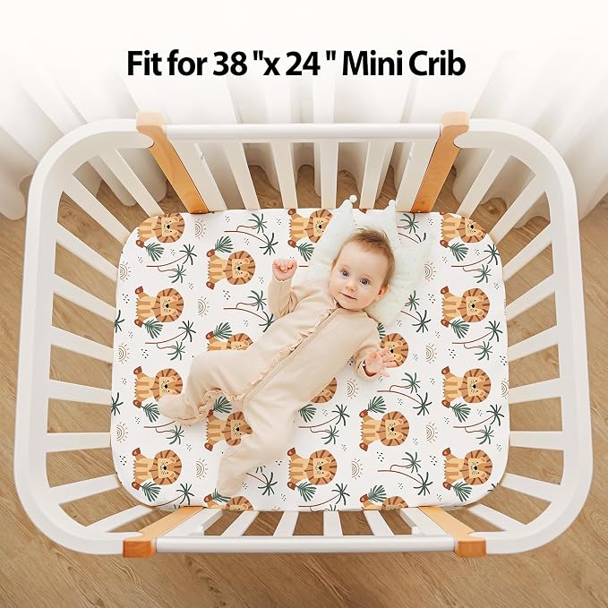 Baby Mini Crib Sheets Boy, Portable 38”x26” Pack and Play Sheets Fitted - Image 4