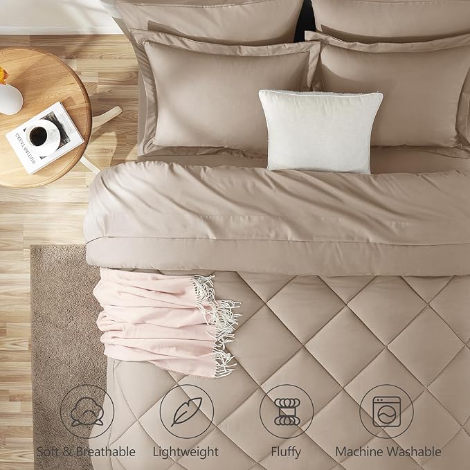 CozyLux King Size Comforter Set Wheat - Image 2