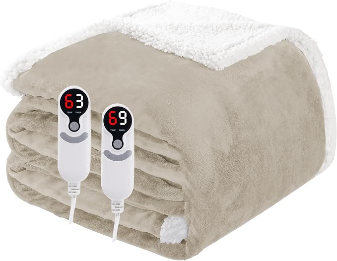 Electric Heated Blanket Queen Size 84"x90", Soft Flannel by Soypipo