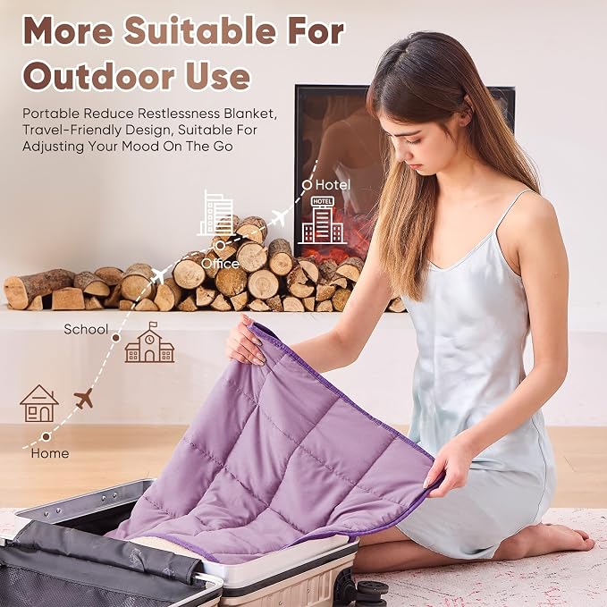 Purple Weighted Lap Blanket for Adults 5lbs, Portable Travel Weighted Blankets - Image 5