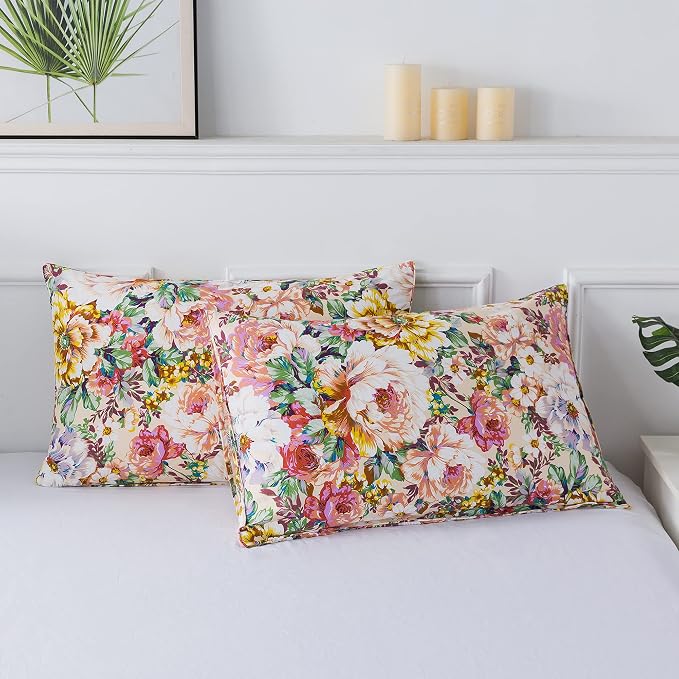 FADFAY Garden Floral Bedding Set Queen 100% Cotton 600 TC Shabby Vintage Duvet - Image 7