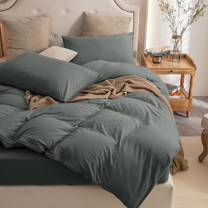 PURE ERA Jersey Knit Duvet Cover Set 100% T-Shirt Cotton Super Soft Comfy 3pc - Image 3