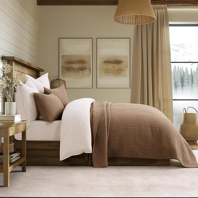 EVERGRACE Cross Stitch Pre-Washed Cotton Quilt Bedding Set King Size, Oversized - Image 4
