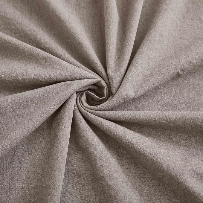 100% Cotton Duvet Cover King Size, Mauve Brown Linen-Like Natural Bedding Set - Image 6