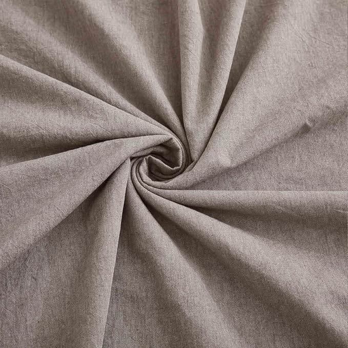 100% Cotton Duvet Cover Queen Size, Mauve Brown Linen-Like Natural Bedding Set - Image 6