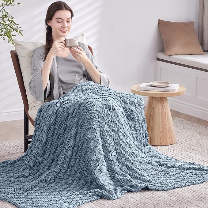 Knitted Weighted Blanket for Adult, No Beads Heavy Blanket 60” x 80'' 12lbs - Image 7