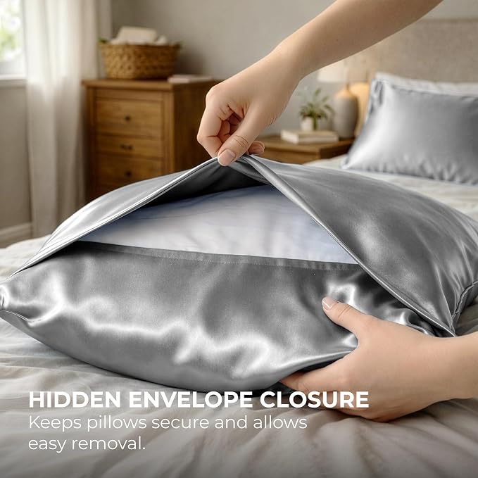 Pure Bedding Satin Pillowcase 2 Pack - Image 7