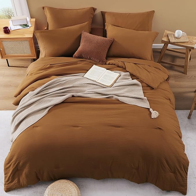 WRENSONGE Full Size Comforter Sets- 7 Pieces Soft Terracotta Bed in a Bag - Image 2