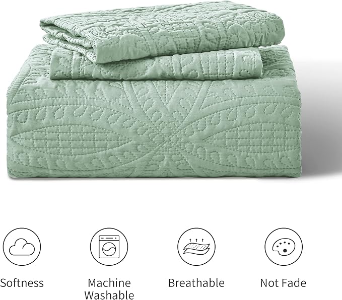 Love's cabin Quilts for Full Bed Sage Bedspreads Bedding Set - Image 8