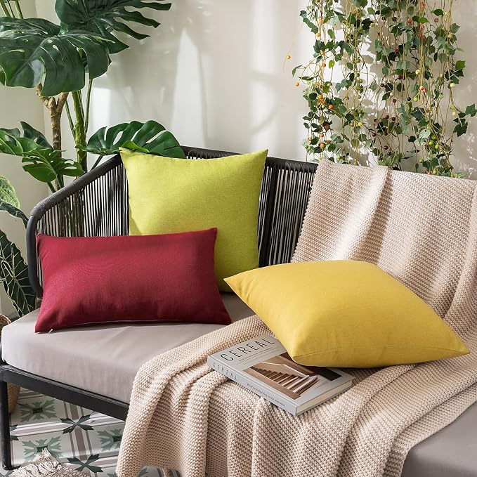MIULEE Pack of 2 Decorative Outdoor Solid Waterproof Throw Pillow Covers Faux - Image 4