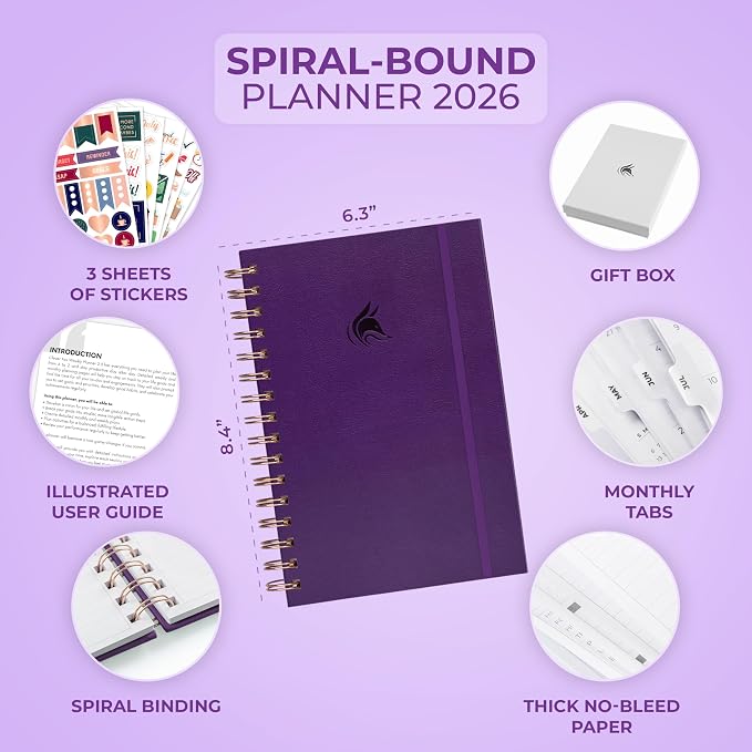 Clever Fox Dated Planner with Tabs 2026 – Weekly & Monthly Spiral Planner with - Image 2