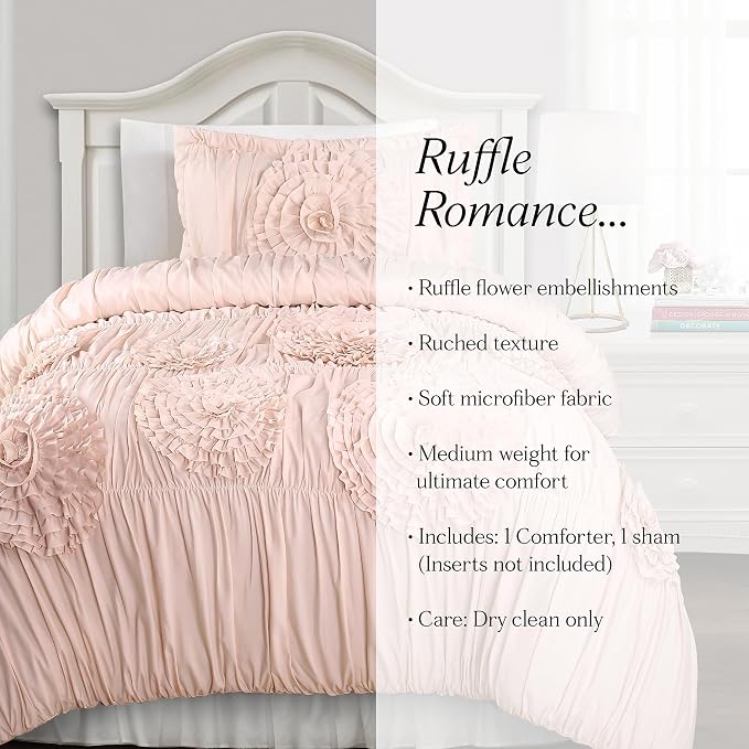 Lush Decor Serena Comforter Set, 2 Piece Set, Twin XL, Blush - Image 6
