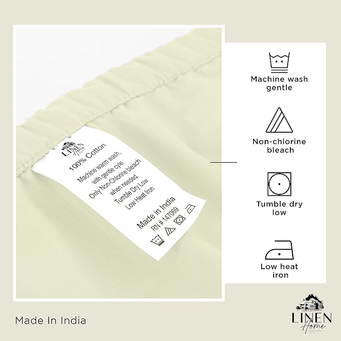 Linen Home 100% Cotton Percale 1 Flat Sheet, Full Size - Image 4