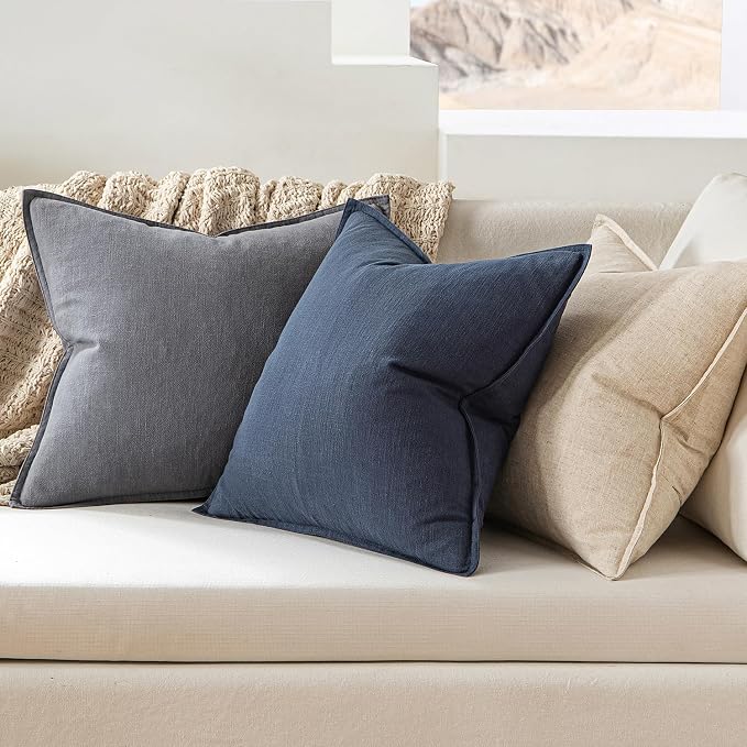 MIULEE Decorative Pillow Covers 20x20 Inch Indigo Blue ​Boho Farmhouse Neutral - Image 3
