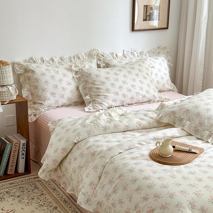 mixinni Pink Floral Duvet Cover Set King Size - Image 2