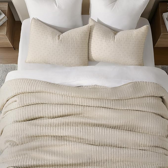 EVERGRACE Cross Stitch Pre-Washed Cotton Quilt Bedding Set Queen Size, - Image 4